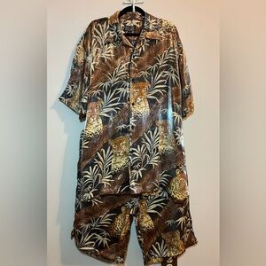 Rare! Vantage Barcode 80'S all-over print Hawaiian aloha shirt and shorts set